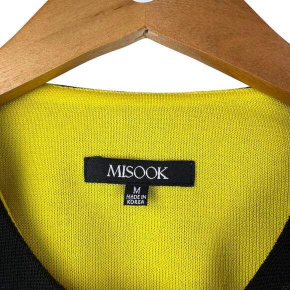 Exclusively Misook Black Knit Yellow Trim Covered Zipper Layering Jacket Blazer - Picture 10 of 11